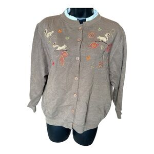 Vintage Hatfield Design Squirrel Embroidered Cardigan PTP 22